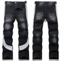 Mens Fashion Jeans White stripes 5725#