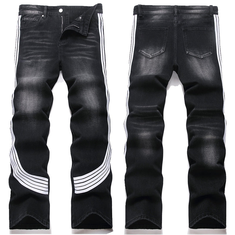 Mens Fashion Jeans White stripes 5725#