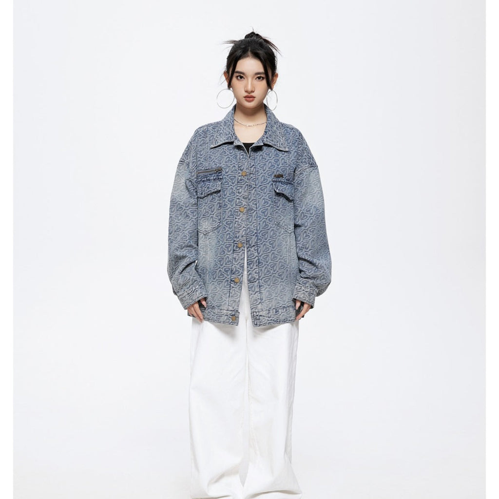 Unisex Jacket Retro Washed Overalls Men and Women Couple Loose Denim Jacket