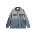 Unisex Jacket Washed Denim Clothes Jacket Lapel Loose Men and Women Same Style Overalls