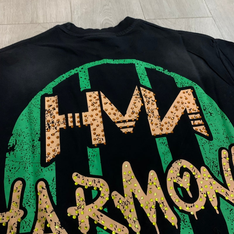 HARMONY T Shirts Street tide brand hot diamond washing water is old