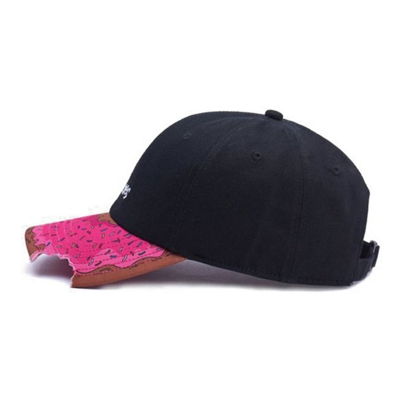 Trendy flat brimmed snapback hats curved brim missing corner sunshade adjustable