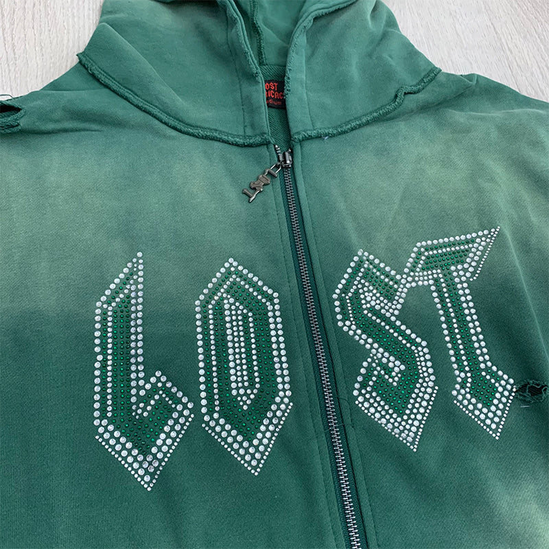 Lost intricacy Hoodie rhinestones