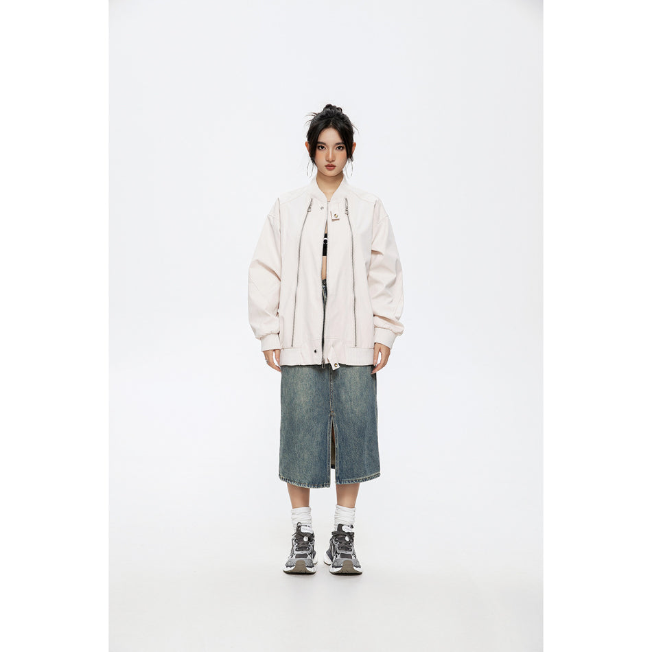 Unisex Jacket Vintage Baseball Uniform Jacket Top Loose Spring and Autumn Coat