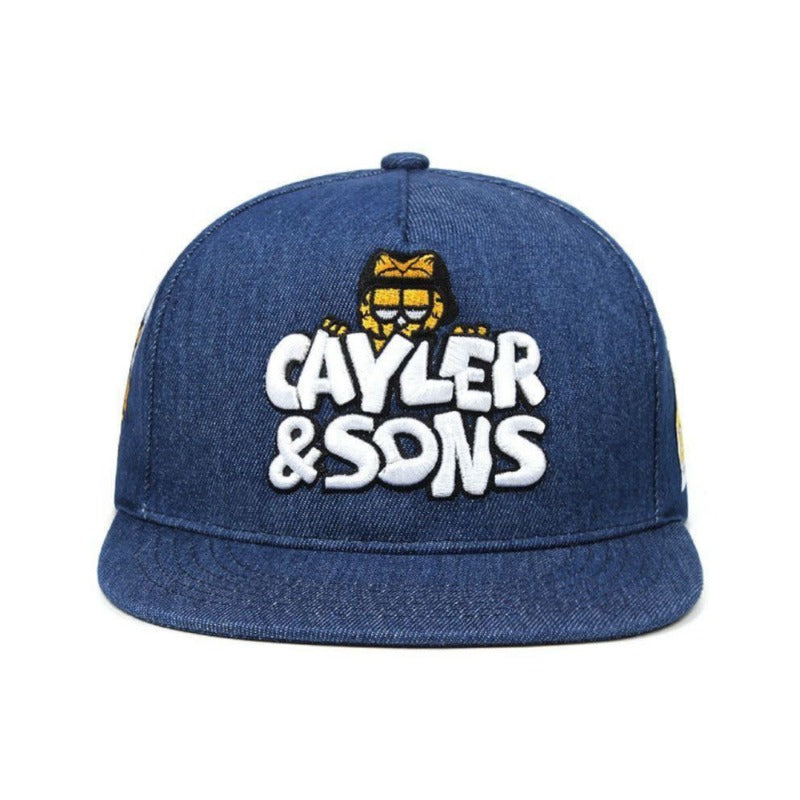 Trendy flat brimmed snapback hats cartoon breathable adjustable sunshade