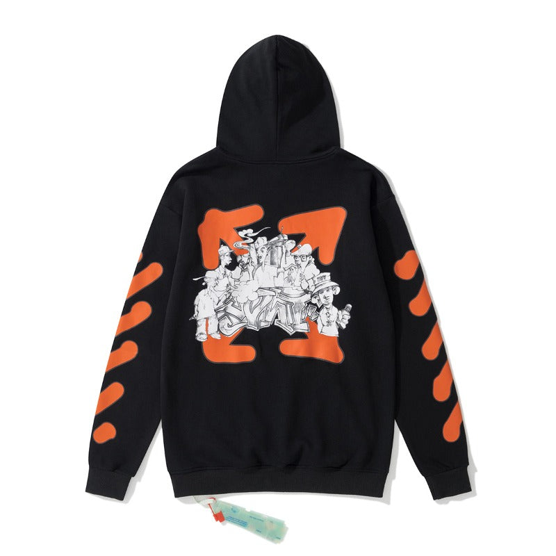 OW  hoodie cartoon character arrow pattern hooded