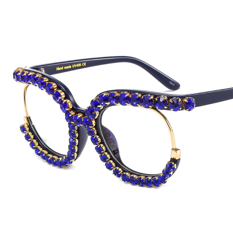 Trendy punk glasses diamond sunglasses