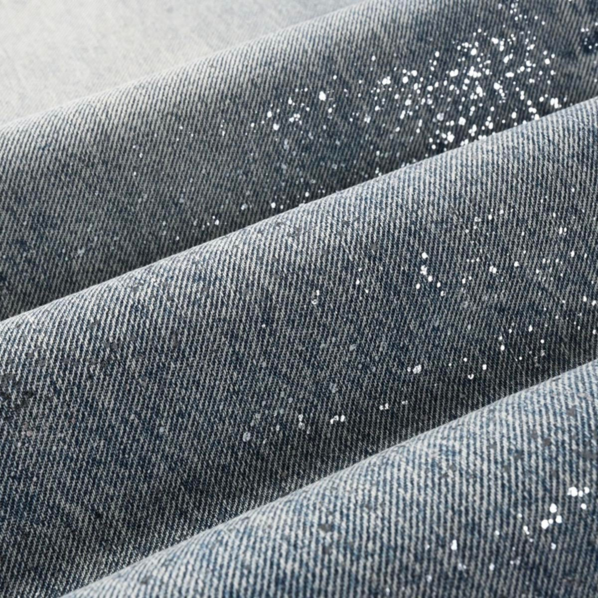 Mens trendy purple jeans, 100% cotton Jeans Rhinestones #101