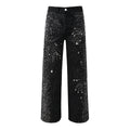 Mens trendy purple jeans, 100% cotton Rhinestones #9125
