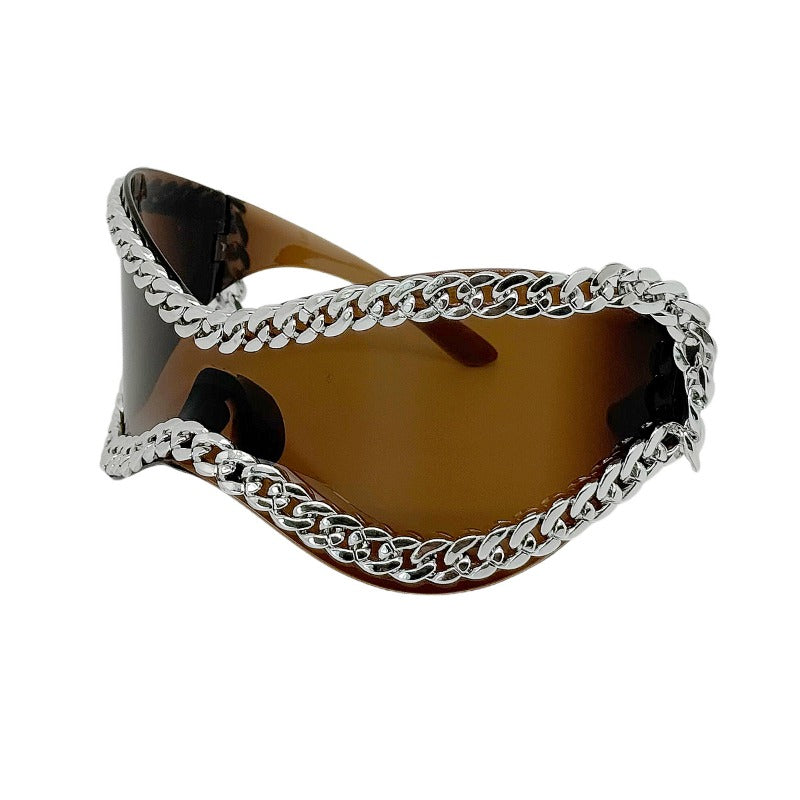 Trendy punk glasses y2kretro chain