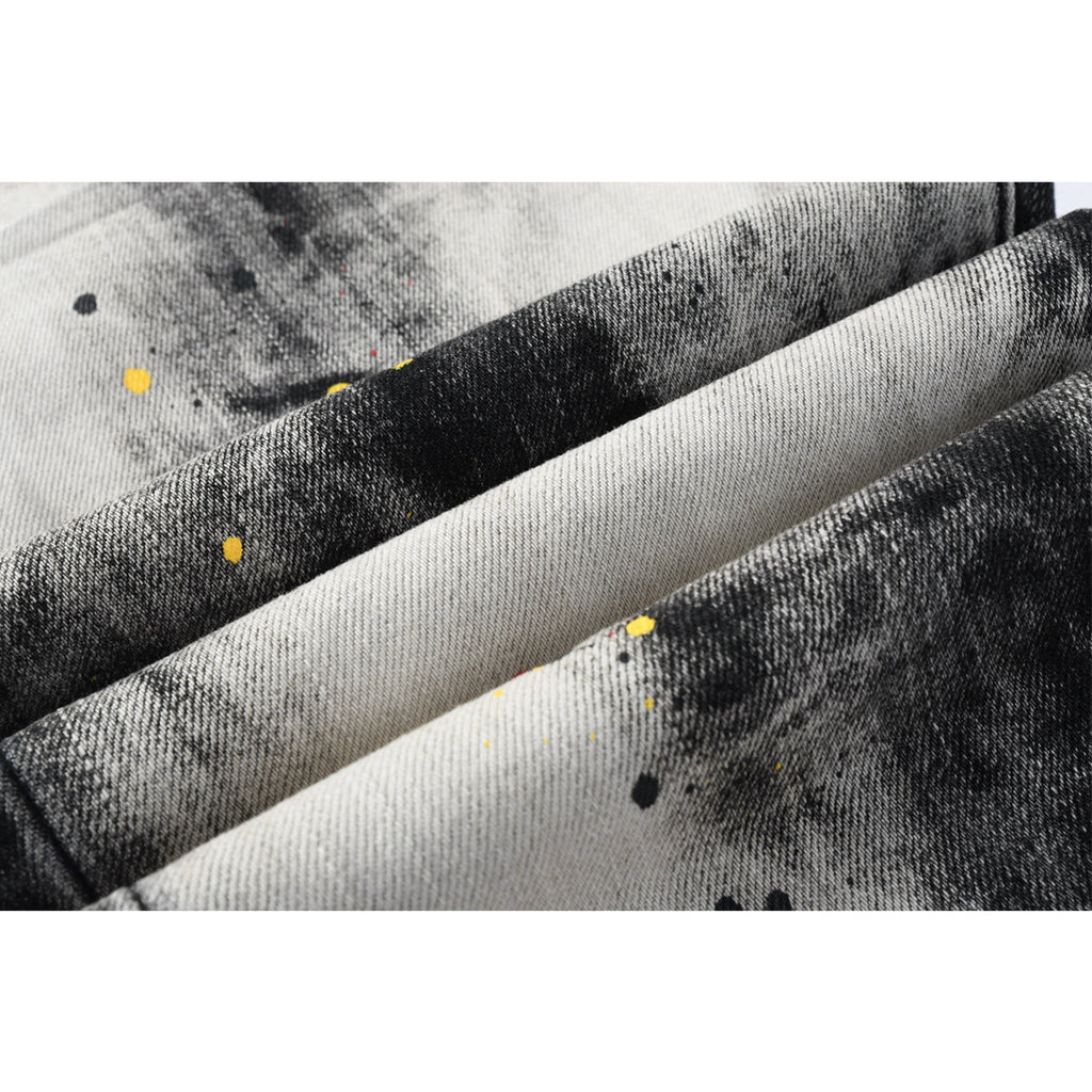 Mens trendy purple jeans, 100% cotton High Street Distressed