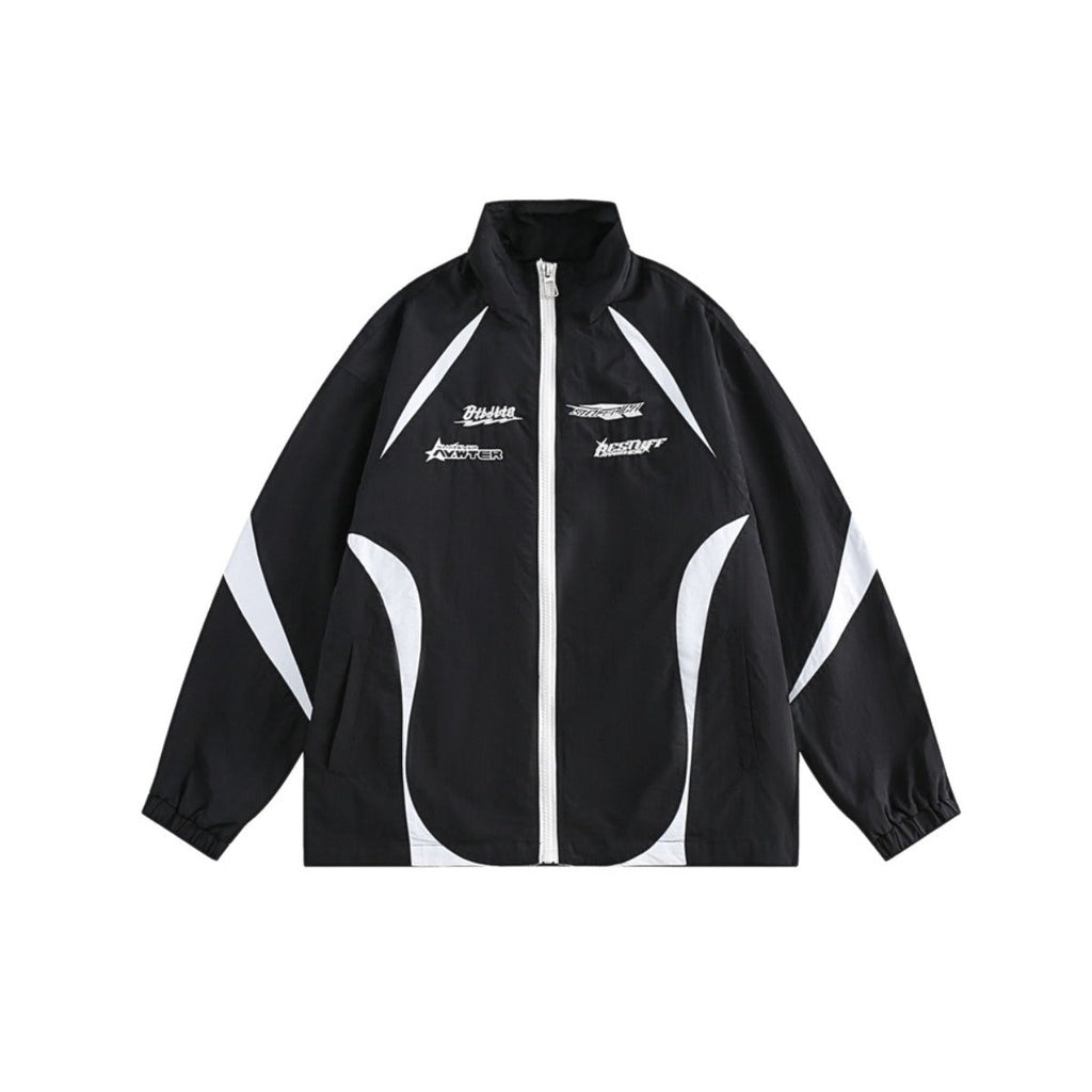 Unisex Jacket Vintage Sports Jacket Men's and Women's Patchwork Stand-up Collar Jacket