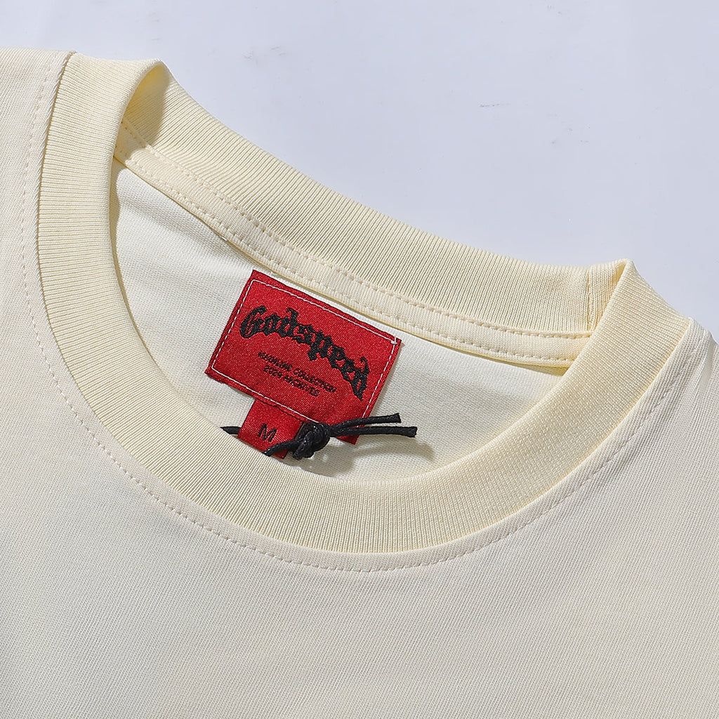Godspeed T Shirts Skull Rose Clock Plate Double Yarn Cotton Casual Short Sleeve Men and Women