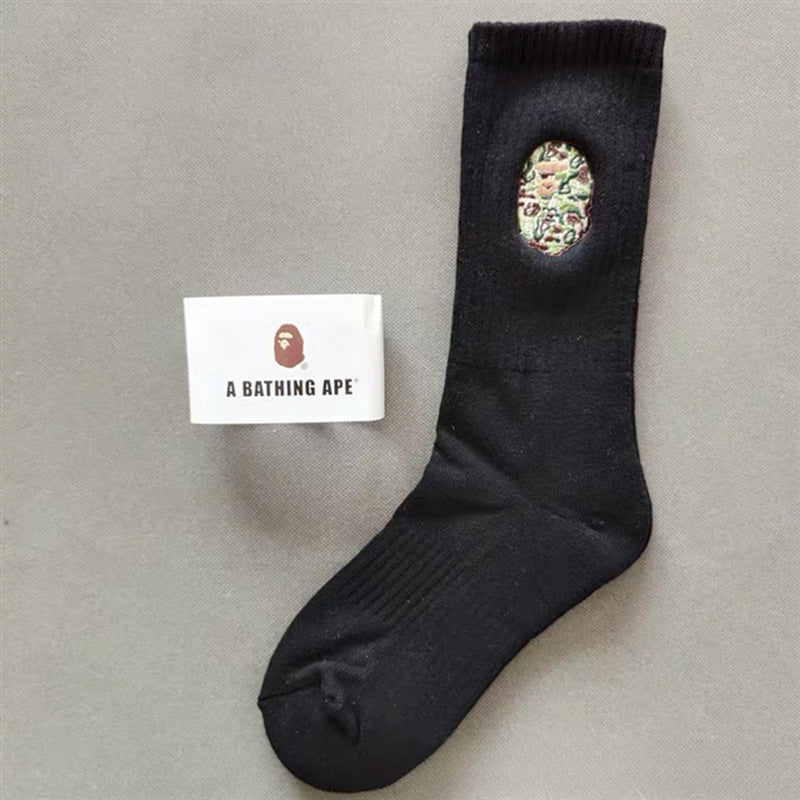 Bape Socks Male Female Medium Tall Tube