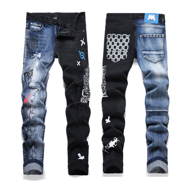 Mens Fashion Jeans Blue and black color scheme 3538#