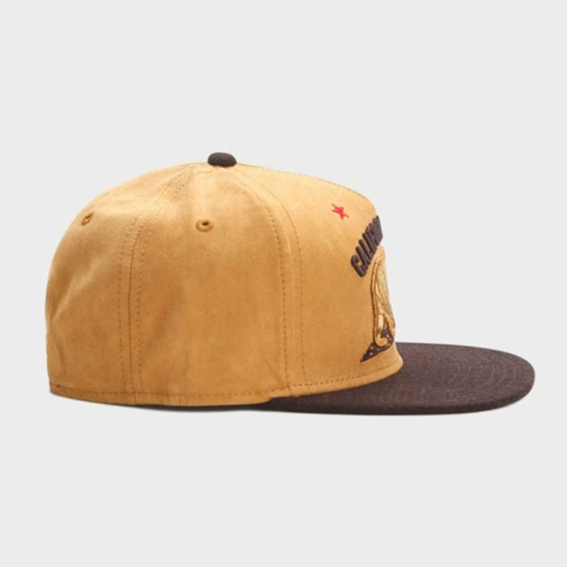 Trendy flat brimmed snapback hats suede cartoon bear