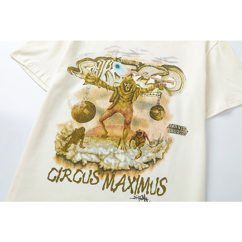 Travis Scott T Shirts Cactus Jack x Utopia Tour Utopia joint model Skeleton Soldier Print Short Sleeve