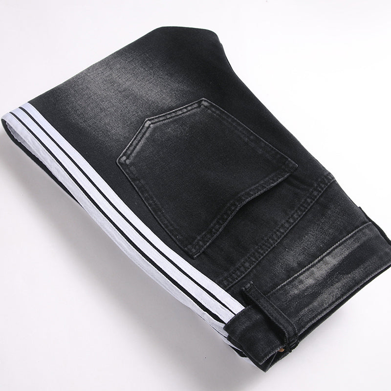 Mens Fashion Jeans White stripes 5725#