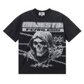 MAJESTIK T Shirts Death Chain Garment Dyed Printing Crop Tee Hot Diamond