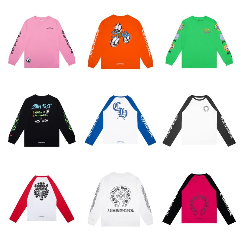CHH  Heart Long Sleeve Shirt Unisex Fashion Loose Long Sleeve Shirt