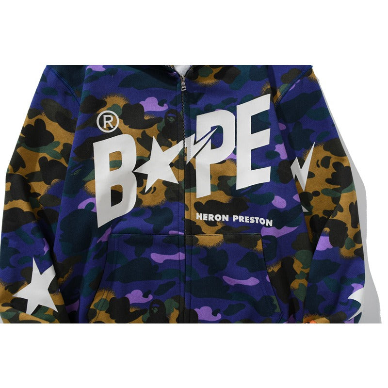 Bathing Ape Hoodie Shark Head Star Camo Sweater