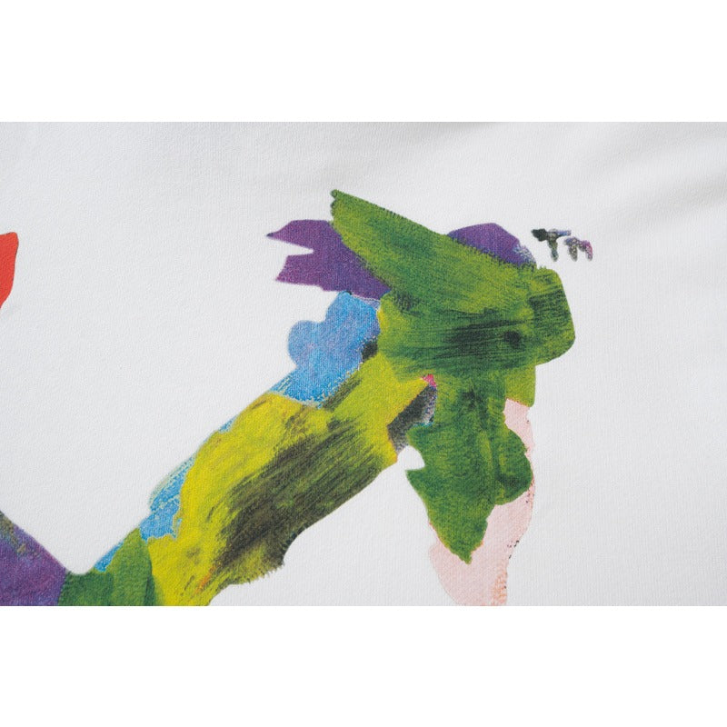 OW  hoodie Multicolored Leaf Arrow Pattern Crew Neck Hoodie