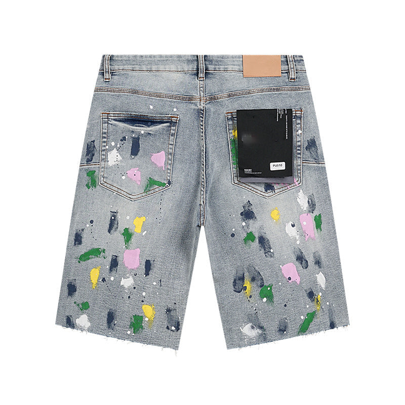 Mens trendy purple jeans, 100% cotton Denim Shorts #PU510