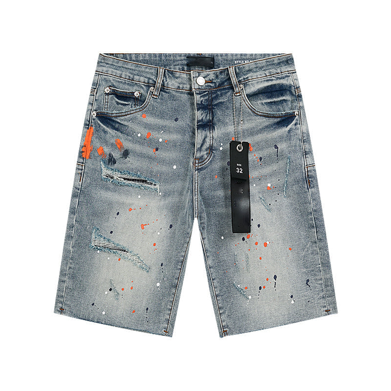 Mens trendy purple jeans, 100% cotton Denim Shorts #PU508