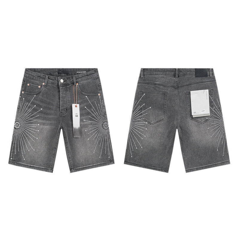 Mens trendy purple jeans, 100% cotton Denim Shorts #PU503