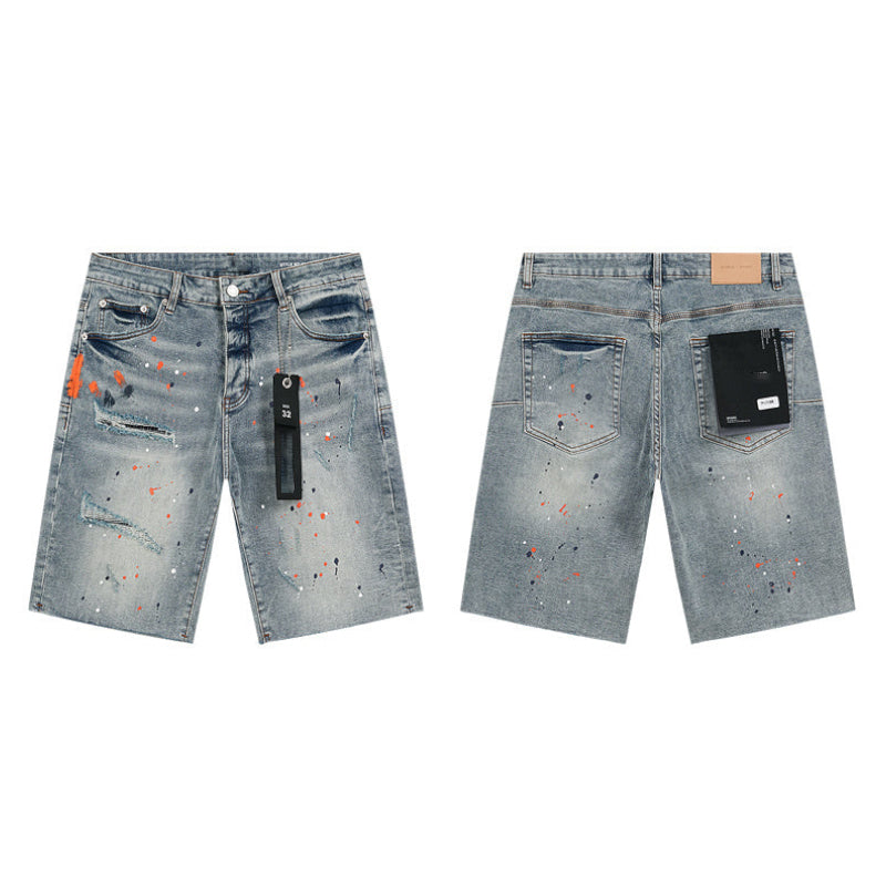 Mens trendy purple jeans, 100% cotton Denim Shorts #PU508