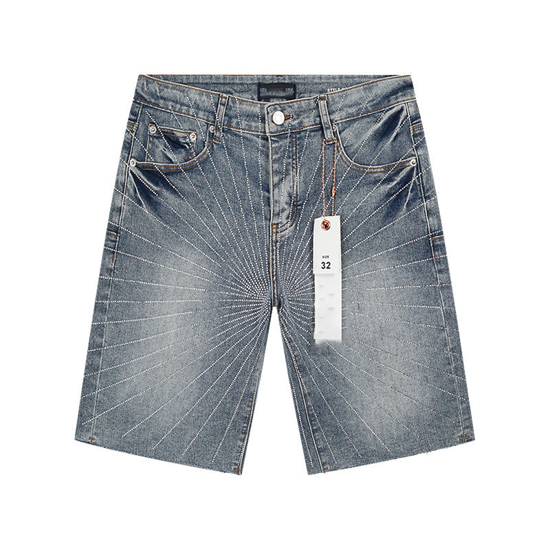 Mens trendy purple jeans, 100% cotton Denim Shorts #PU509