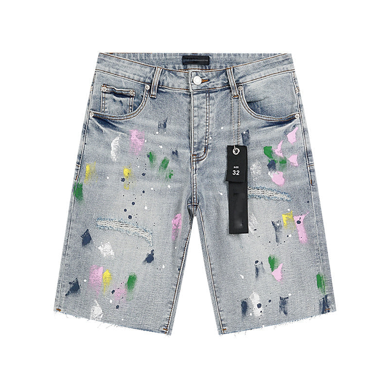 Mens trendy purple jeans, 100% cotton Denim Shorts #PU510