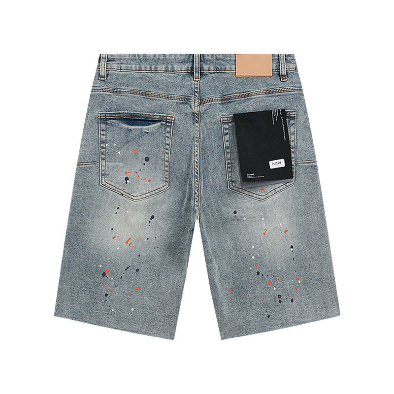Mens trendy purple jeans, 100% cotton Denim Shorts #PU508