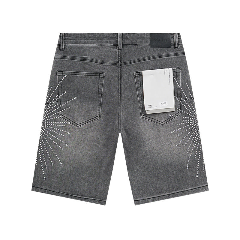 Mens trendy purple jeans, 100% cotton Denim Shorts #PU503
