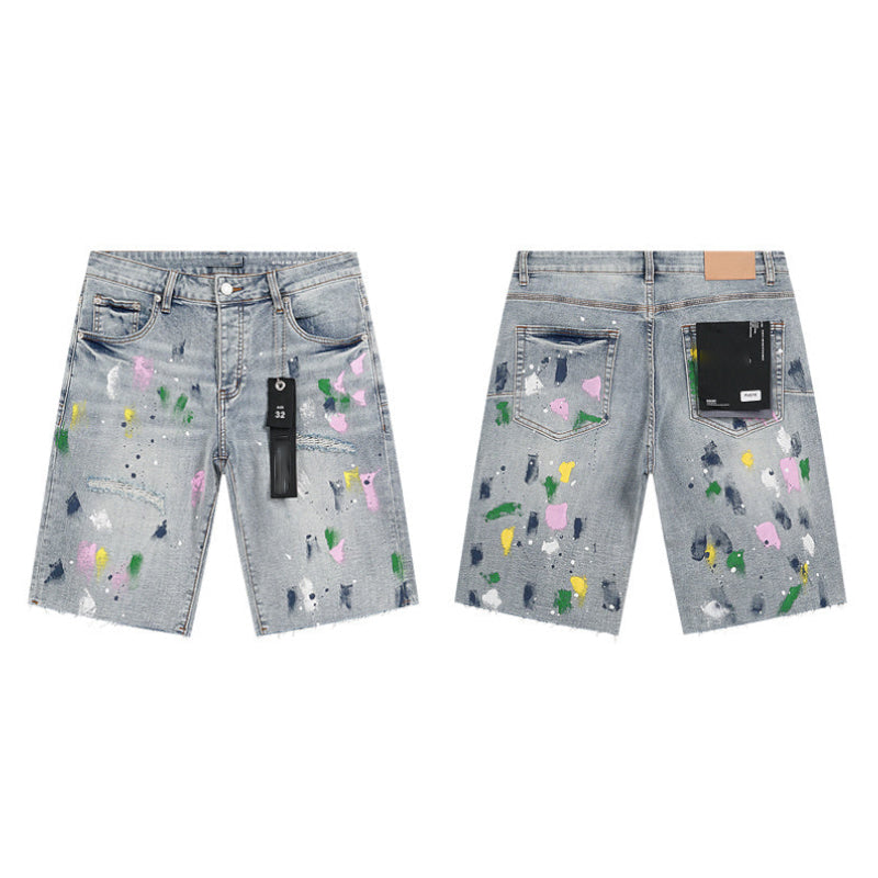 Mens trendy purple jeans, 100% cotton Denim Shorts #PU510