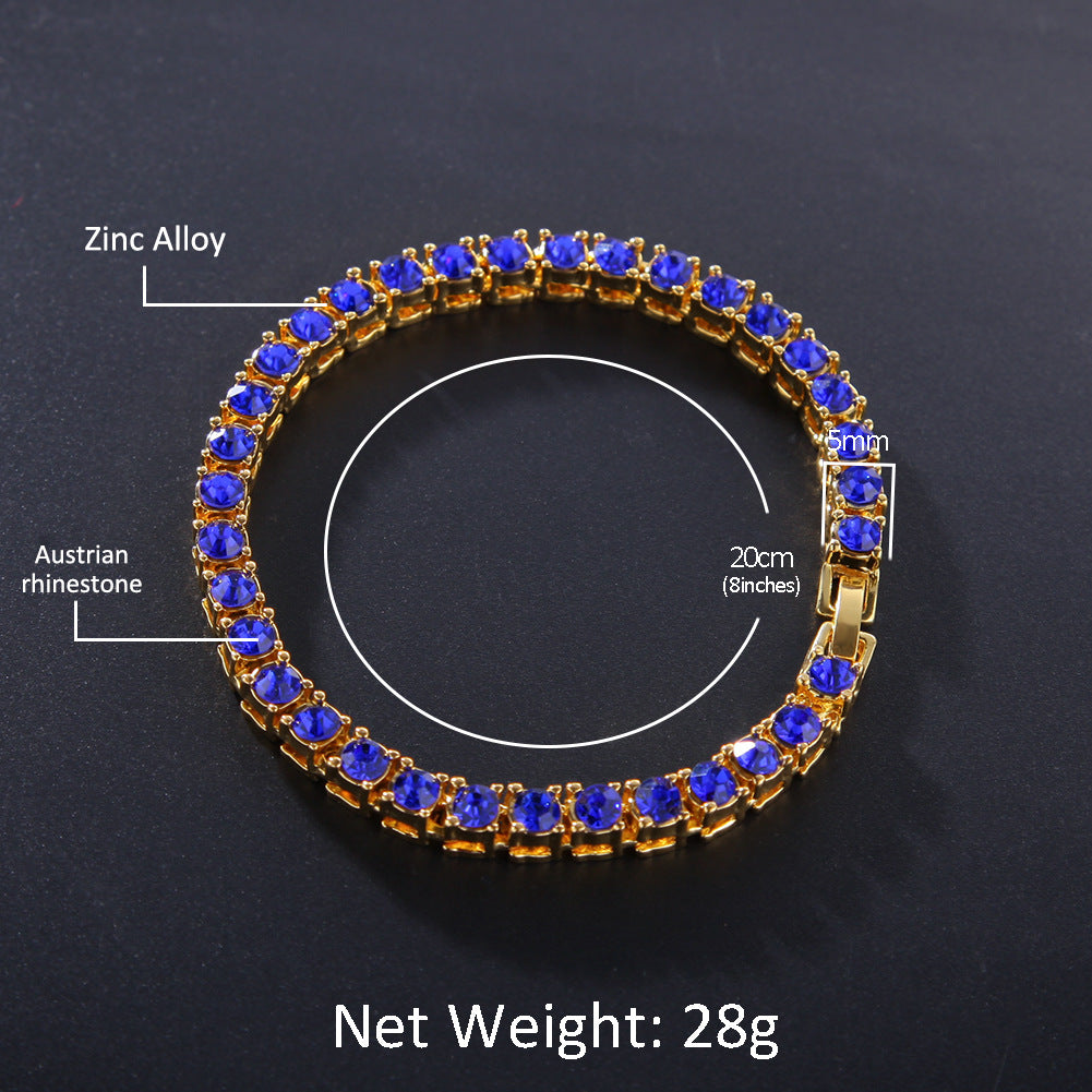 Bracelet Hip Hop Rhinestone Alloy Bracelet Colored Rhinestone Tennis Bracelet St. Valentine's