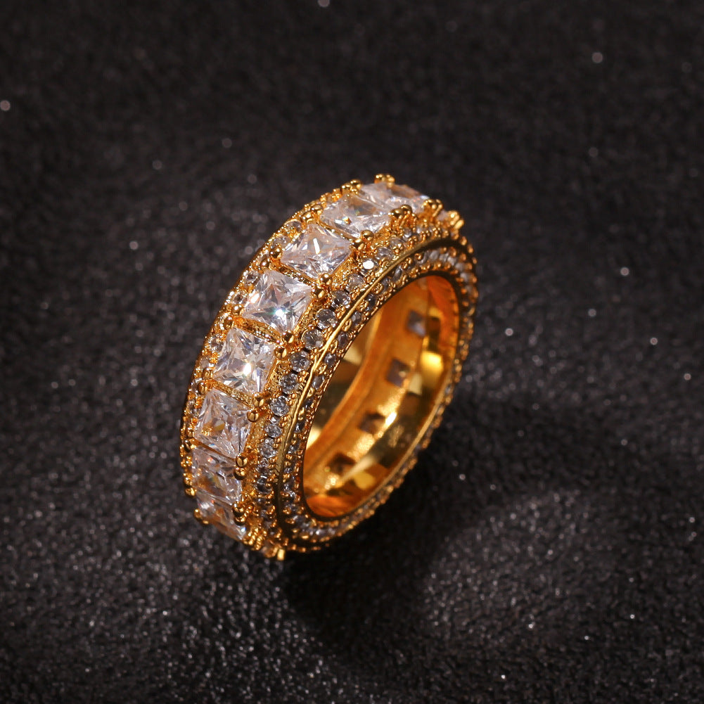 Rings Copper Microencrusted Zircon Hip Hop Gold Ring Spectrum St. Valentine's