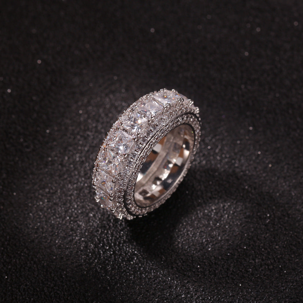 Rings Copper Microencrusted Zircon Hip Hop Gold Ring Spectrum St. Valentine's