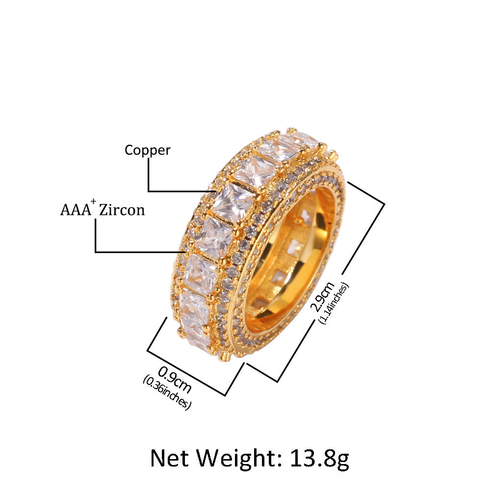 Rings Copper Microencrusted Zircon Hip Hop Gold Ring Spectrum St. Valentine's