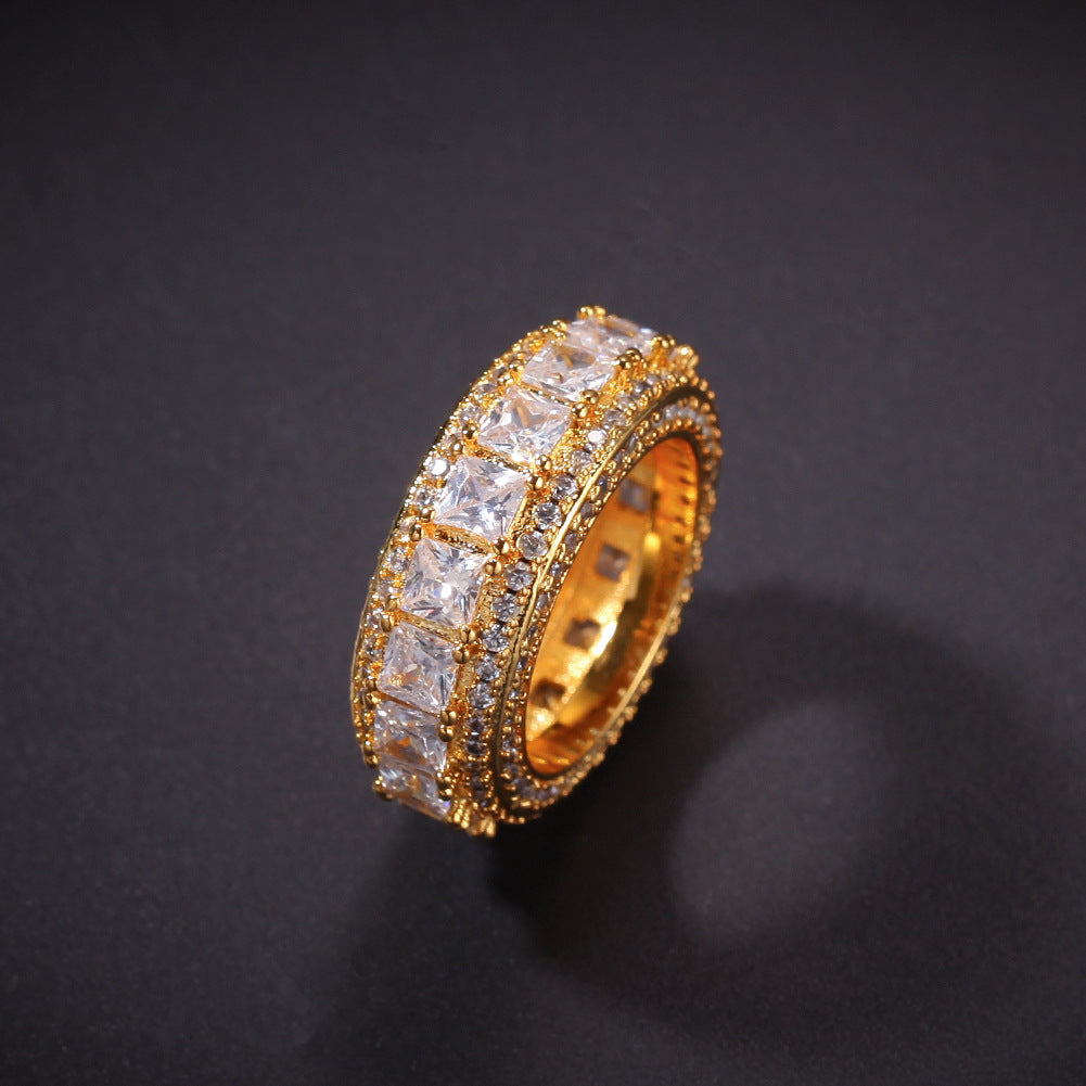 Rings Copper Microencrusted Zircon Hip Hop Gold Ring Spectrum St. Valentine's