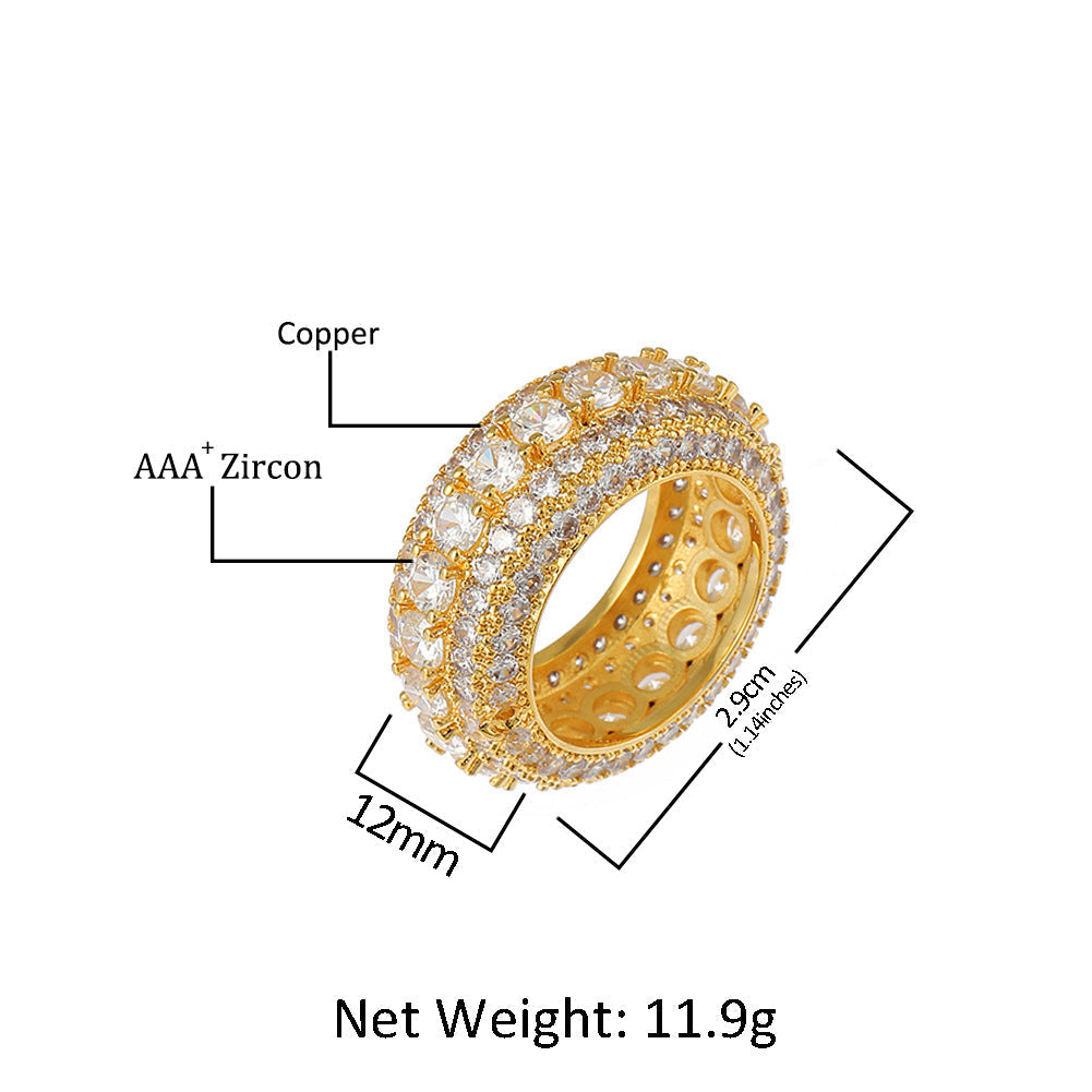 Rings Copper Microencrusted Zircon Hip Hop Gold Ring Spectrum St. Valentine's