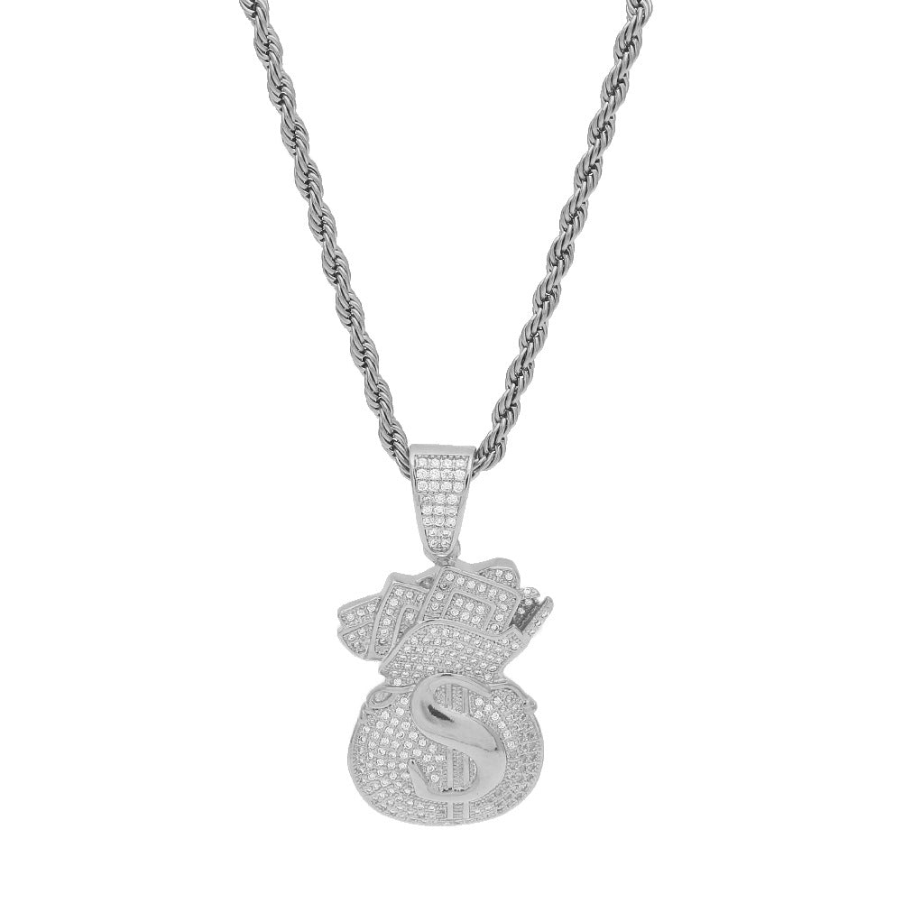 Jewelry Hip Hop Personality Zircon US Dollar Pendant Spectrum