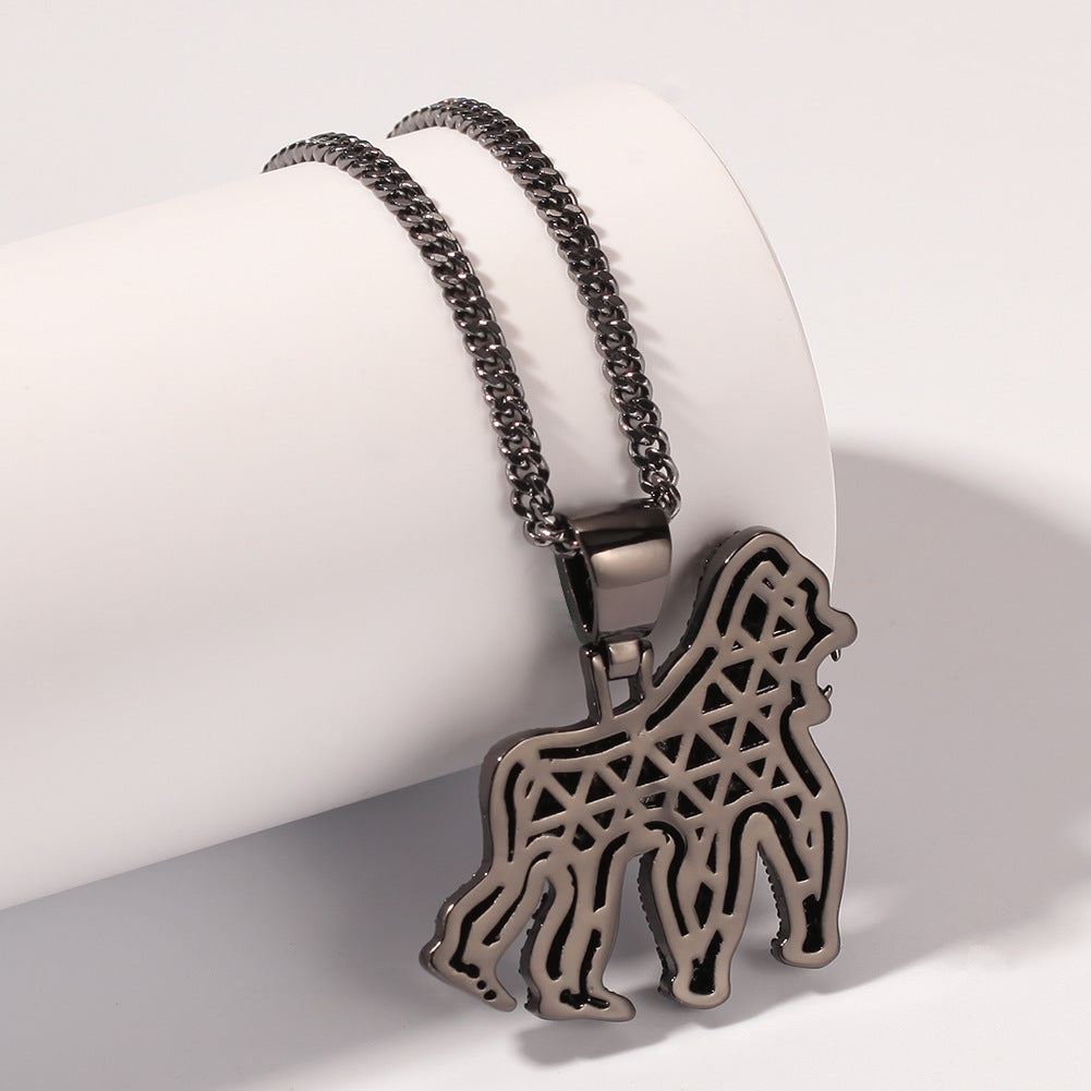 Jewelry King Kong Roaring Gorilla Zircon Pendant Walking Gorilla 14K Gold Plated Animal rapper Spectrum