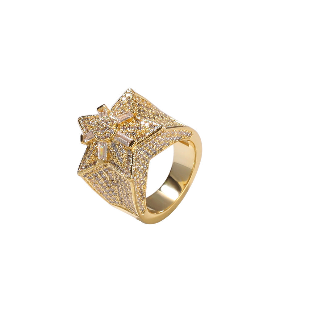Rings Hip Hop Pentagram Zircon Ring Spectrum St. Valentine's