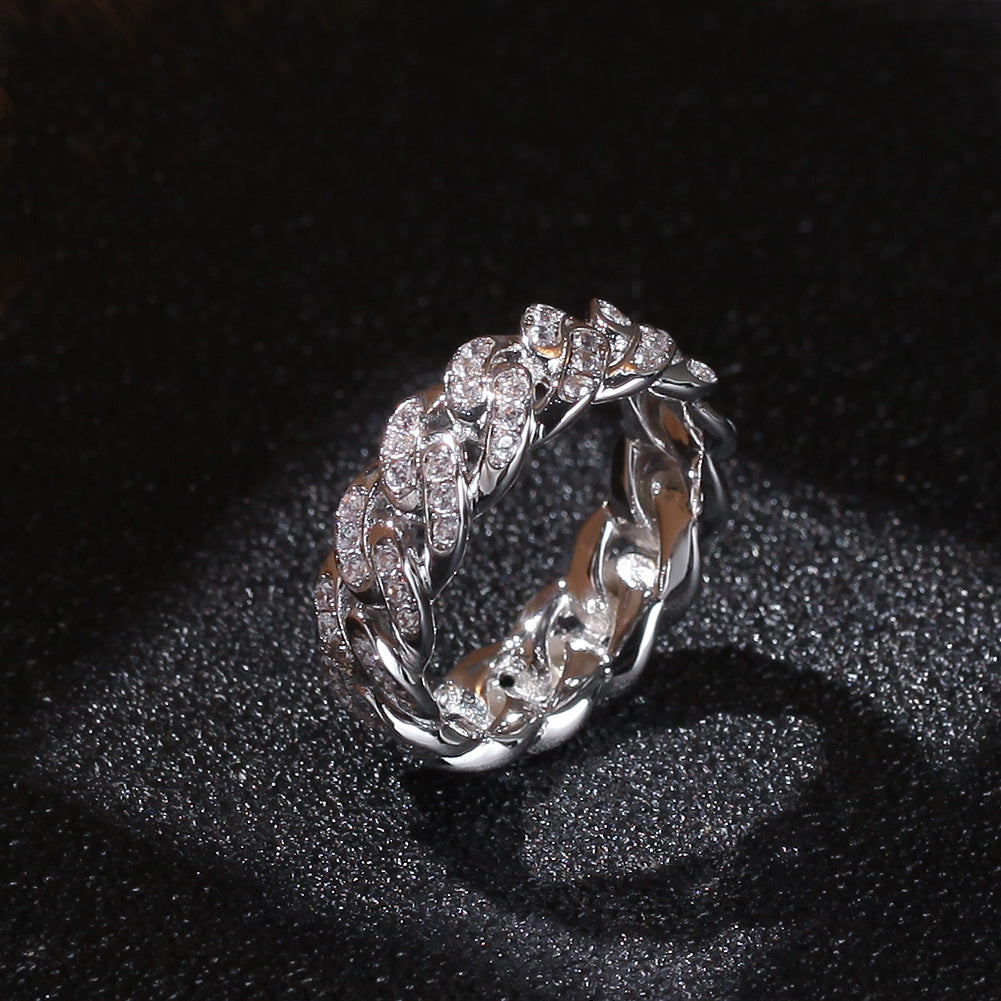 Rings Rap Cuban Chain Ring 8mm Full Zircon Ring St. Valentine's Spectrum