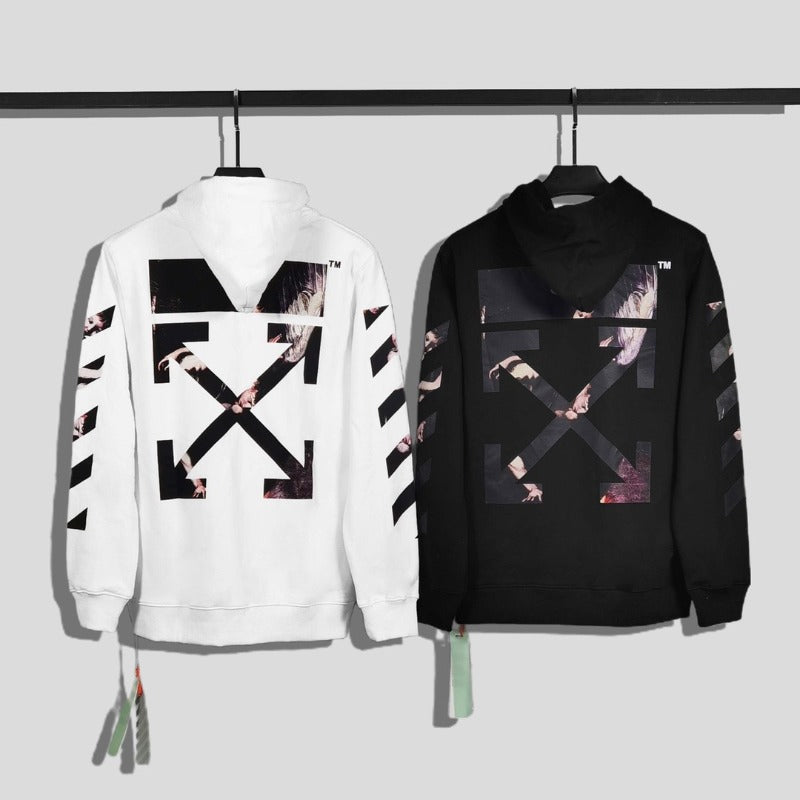 OW  hoodie Angel Wings Arrow Pattern Pullover Hood