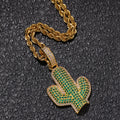 Jewelry Solid Cactus Dense Zircon Pendant Hiphop Necklace Spectrum