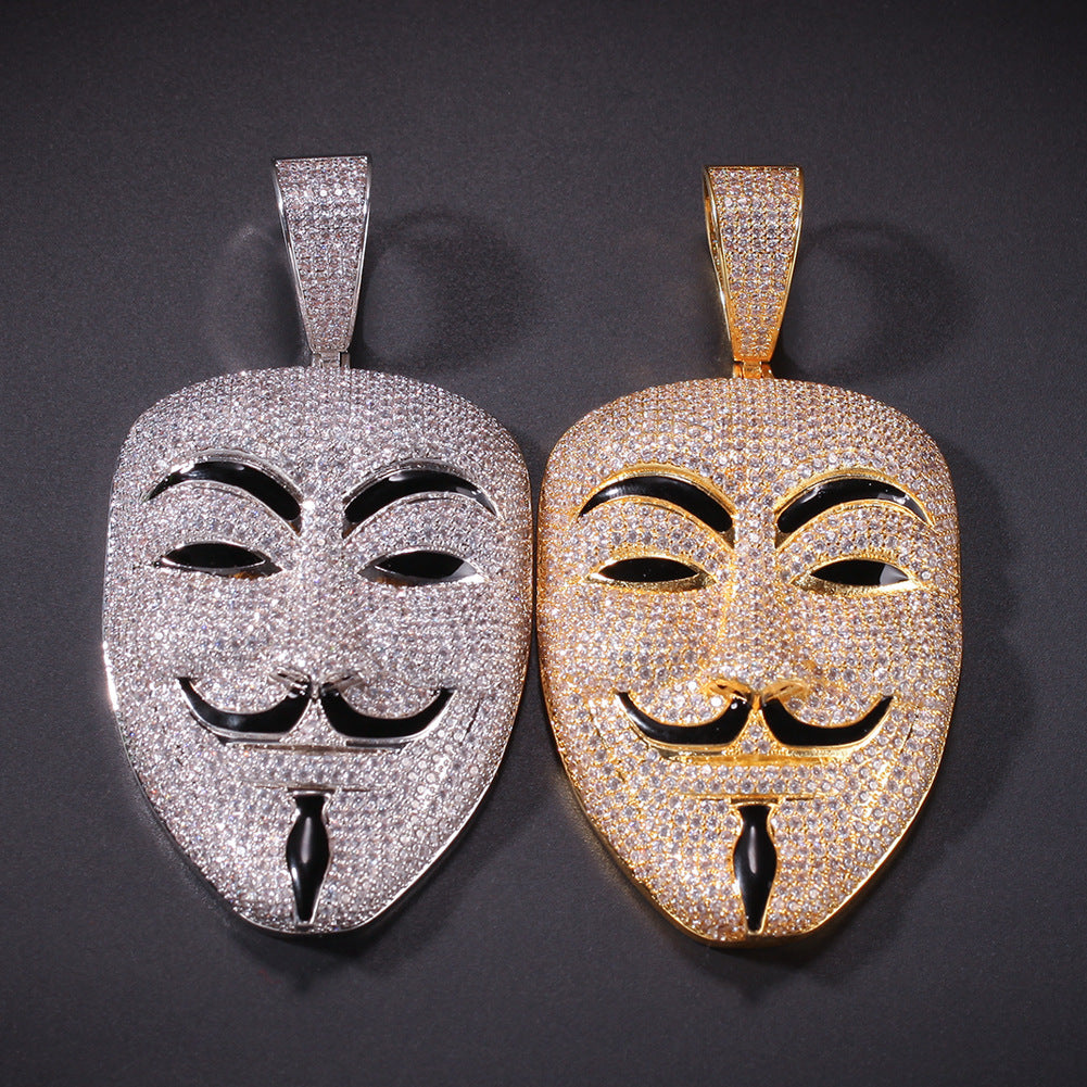 Jewelry Copper Inlaid AAA Zircon Smiley Mask Pendant Hip Hop Jesus Pieces Spectrum