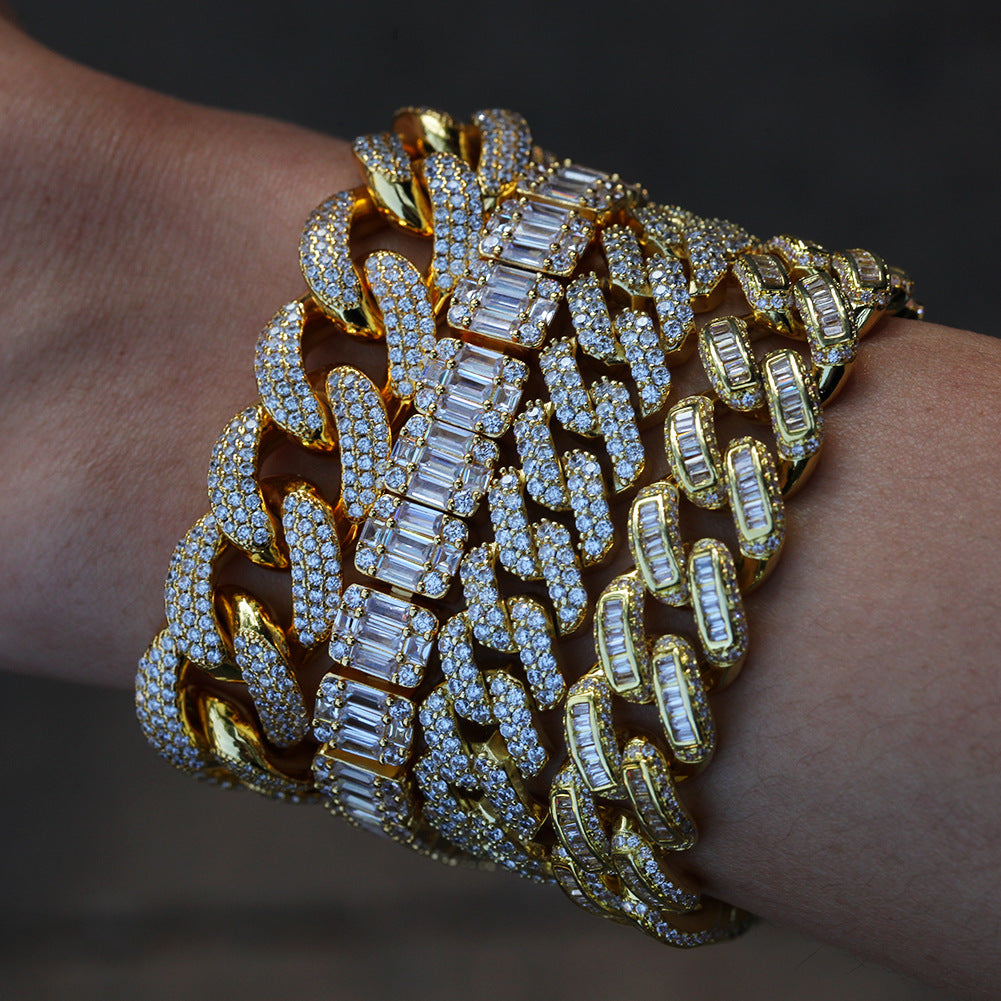 Bracelet INS Wind Ladder Square Zircon Hiphop Bracelet Spectrum St. Valentine's