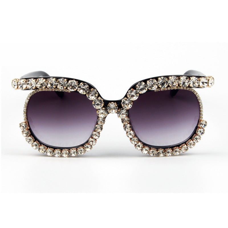 Trendy punk glasses diamond sunglasses